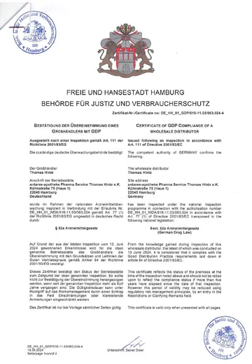 Zertifikat: Sichere Arzneimittel entlang der Lieferkette